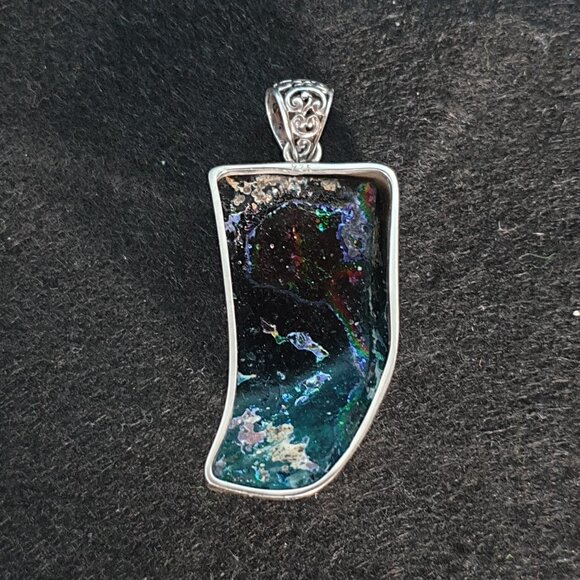 One of A Kind Ancient Roman Glass 925 Silver Pendant – 21.73g – Signed 925 FNA - Picture 3 of 13